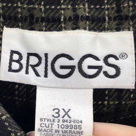 Vintage 1990s Women's 3X Briggs Blazer Boxy Green Plaid Woven Lined Long Sleeve - Picture 11 of 12